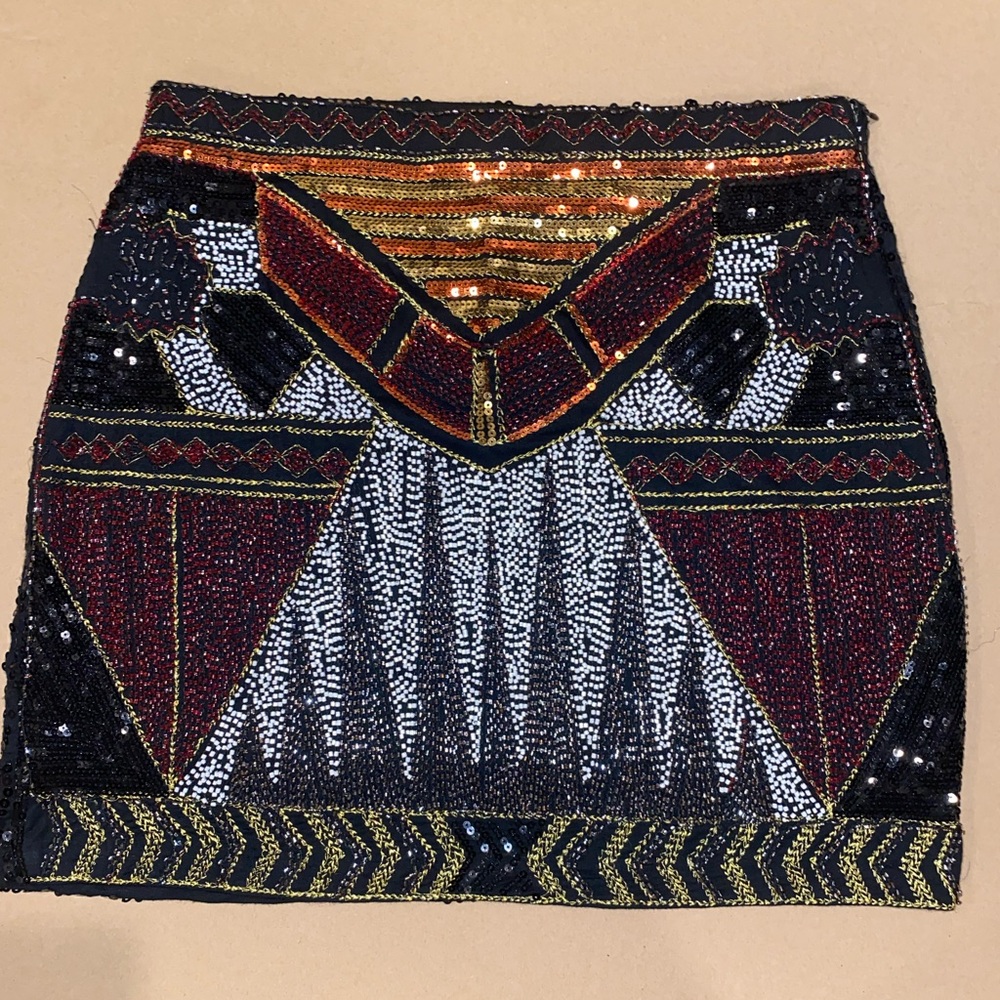 Verty Red and Black Sequin Mini Skirt
